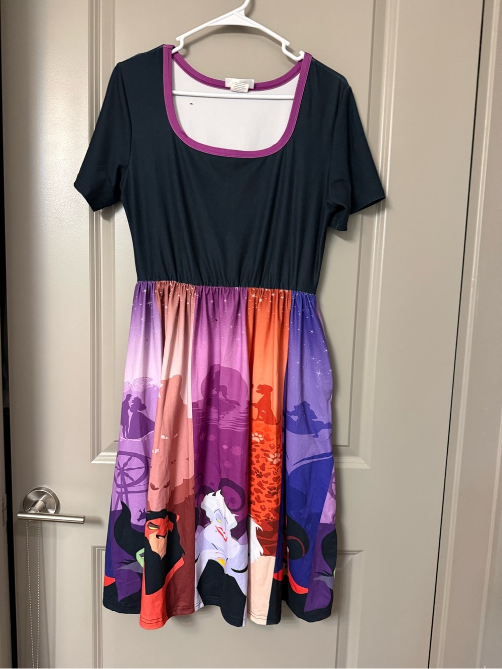 Disney villains Multicolor Character Print Skater Dress with Black Bodice